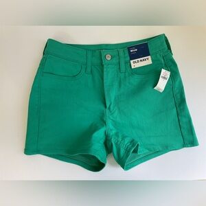 OLD NAVY HIGH-WAISTED WOW JEAN SHORT Green 3" INSEAM Size 0 NWT Colored Denim